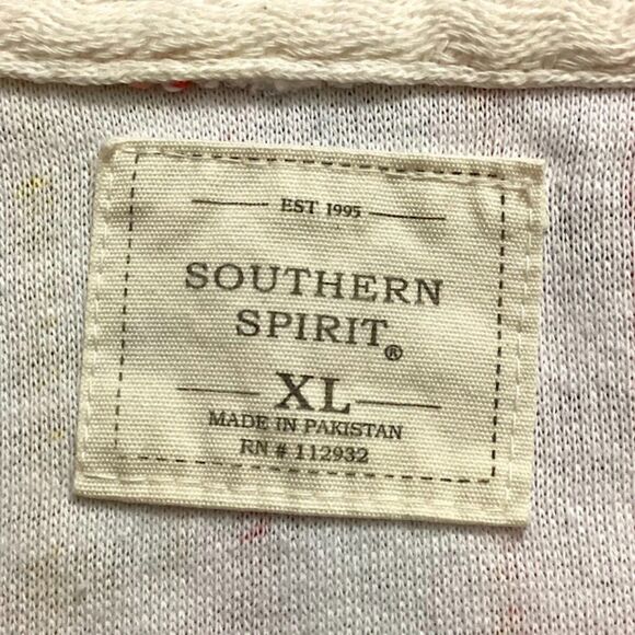 Southern Spirit Baja Style Hoodie Terry Pullover Stripped Coral Multi XL - Picture 7 of 8